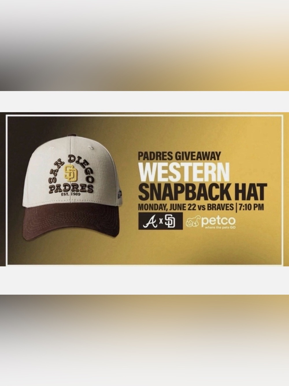 NEW San Diego Padres Western SnapBack Hat 6/22/26 SGA Giveaway - Picture 2 of 8
